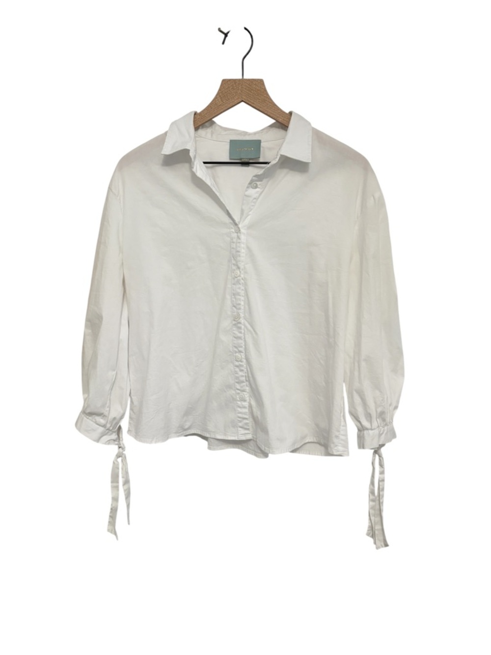 Classic White Tie-Sleeve Button-Down Shirt - Picture 10 of 13